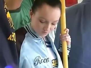 Jenny Anderson kneaded on bus by 2 men and gets creampied in both fuck holes